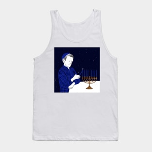 Boy lighting up Menorah Tank Top